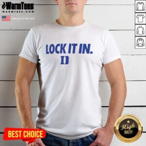 Alt Text: Top Duke Blue Devils 2026 Lock It In T-Shirt featuring team colors and logo, perfect for fans and game day wear.