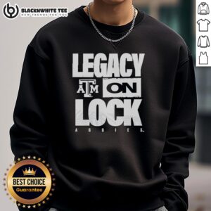Original Texas A&M Aggies NCAA 2026 Legacy On Lock Logo Sweatshirt in maroon, perfect for fans and game day wear.