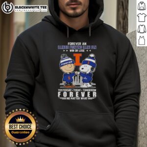 Alt Text: Original Charlie Brown Touch Hand Snoopy Forever hoodie for Illinois Fighting Illini fans, perfect for game day.