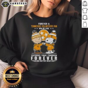 Alt Text: Awesome Tennessee Volunteers Snoopy and Charlie Brown sweatshirt for fans, win or lose, showcasing team spirit.