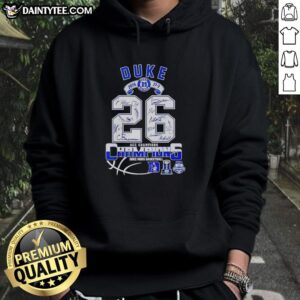 Alt Text: 2026 ACC Champions Duke Men's Basketball hoodie featuring a stylish design and vibrant team colors.