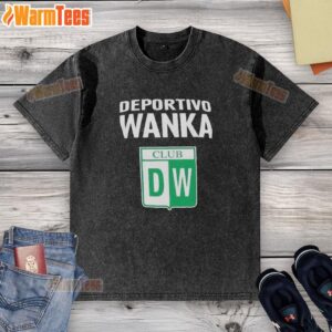 Alt Text: Good Deportivo Wanka logo on a washed t-shirt, showcasing a stylish and trendy design for fans.
