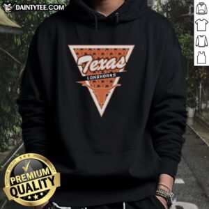 Awesome Texas Longhorns logo hoodie with palm tree pattern inside a triangle, perfect for fans of Texas sports.
