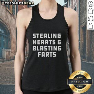 Funny 'Top Stealing Hearts And Blasting Farts' tank top, perfect for sarcastic humor lovers and casual wear.