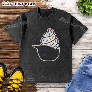 Top Miami Marlins ice cream washed t-shirt featuring vibrant colors and team logo, perfect for fans and summer wear.