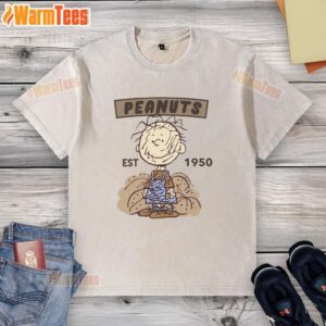 Alt Text: Cute Peanuts Pigpen Est 1950 washed t-shirt featuring a vintage design of Pigpen in a playful, colorful style.