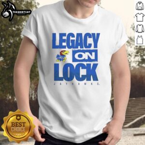 Alt Text: Premium Kansas Jayhawks NCAA 2026 Legacy On Lock T-Shirt featuring vibrant team colors and logo for fans.