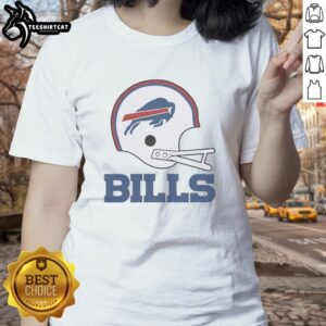 Stylish ladies tee featuring the Buffalo Bills football logo on a large helmet, perfect for fans.