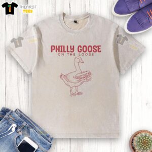Top Philadelphia Philly Goose on the Loose washed t-shirt featuring a playful goose design, perfect for casual wear.