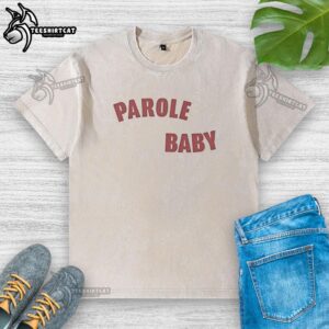 Official Parole Baby Washed T-Shirt featuring a playful design, perfect for casual wear and stylish baby outfits.