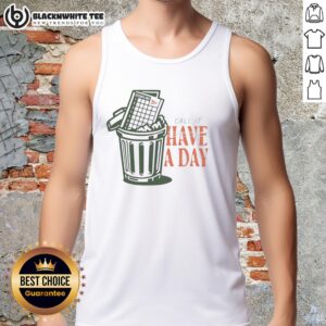 Good-The-Call-It-A-Day-Scorecard tank top displayed in a trash can, showcasing creative fashion and sustainable style.