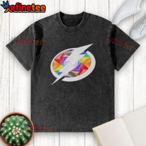 Premium Tampa Bay Lightning Pride Logo Washed T-Shirt featuring vibrant team colors and a stylish design for fans.