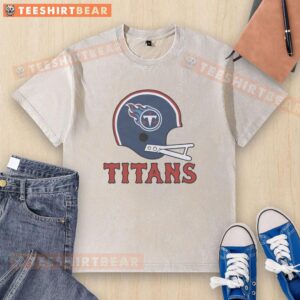 Alt Text: Nice Tennessee Titans football logo on a big helmet washed t-shirt, perfect for fans showcasing their team spirit.
