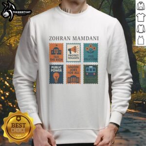 Alt Text: Premium Zohran Mamdani Tax The Rich sweatshirt featuring bold graphic design and comfortable fit for stylish activism.