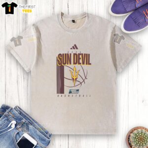 Alt Text: Awesome Arizona State Sun Devils March Madness washed t-shirt featuring bold team logo and comfortable fit.