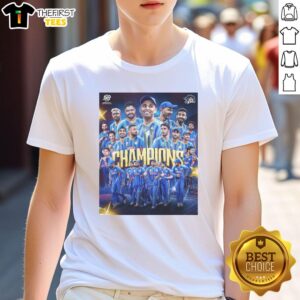 Hot Indian Cricket Congratulations ICC Men's T20 World Cup 2026 Ensquare T-Shirt featuring vibrant design and colors.