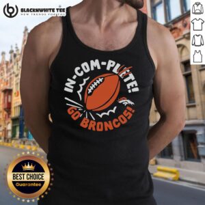 Hot Denver Broncos incomplete football tank top featuring team colors and logo, perfect for game day style.