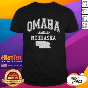 Good Omaha Nebraska Est 1854 varsity t-shirt featuring a classic design, perfect for fans of Omaha's rich history.