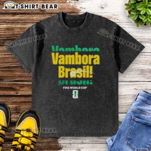 Top FIFA World Cup Vambora Brazil 2026 washed t-shirt featuring vibrant graphics and comfortable fit for fans.