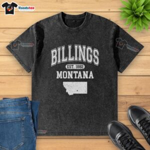 Official Billings Montana Est. 1882 Varsity Washed T-Shirt in stylish design, perfect for casual wear and local pride.