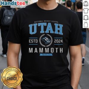 Nice Utah Mammoth Hockey Legacy Crest T-Shirt featuring a bold team logo and stylish design for hockey fans.