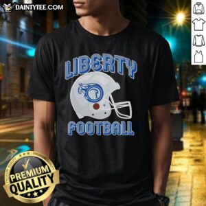 Alt Text: Nice Liberty Flames Football Helmet T-Shirt showcasing vibrant team colors and logo, perfect for fans and game day.