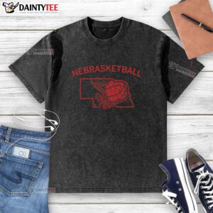 Awesome Nebraska basketball washed t-shirt in red, featuring a stylish design perfect for fans and casual wear.