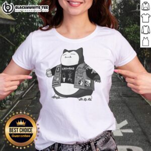 Awesome Pokemon Snorlax Sludge Metal Band Ladies Tee featuring a vibrant graphic of Snorlax in a rock band style.