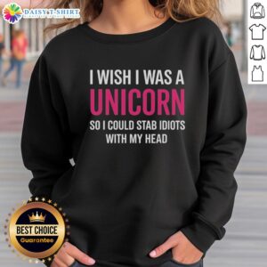Cozy 'I Wish I Was A Unicorn' sweatshirt featuring a playful unicorn graphic, perfect for quirky fashion lovers.