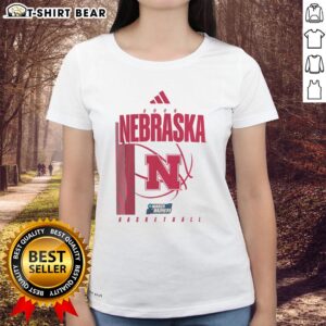 Awesome Nebraska Huskers March Madness ladies tee featuring vibrant team colors and stylish design for fans.