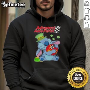 Cute Stitch Hug logo on a St. Patrick's Day hoodie from Advance Auto Parts, perfect for festive celebrations.
