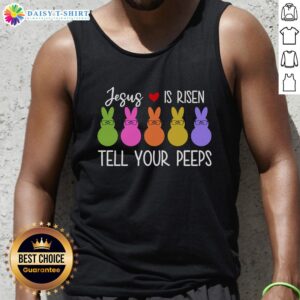 Good Jesus Is Risen Call Your Peeps tank top featuring vibrant graphics for Easter celebrations and spring fashion.