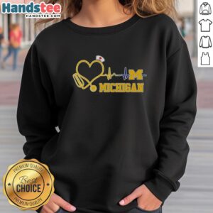 Nice Michigan Wolverines nurse lover heartbeat baseball sweatshirt design featuring vibrant colors and sports theme.