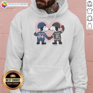 Alt Text: Nice Snoopy X Ilya Rozanov and Shane Hollander Hockey Romance Hoodie featuring colorful designs and cozy fit.