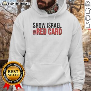 Alt Text: Original Show Israel The Red Card Hoodie in vibrant red, showcasing unique design and comfortable fit for fans.