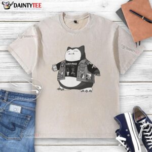 Nice Pokemon Snorlax Sludge Metal Band washed t-shirt featuring vibrant graphics and a relaxed fit for fans.