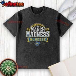 Premium McNeese State Cowboys 2026 Men's Basketball March Madness washed t-shirt showcasing team spirit and style.
