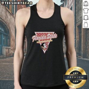 Alt Text: Florida State Seminoles basketball tank top featuring a palm tree pattern inside a triangle logo.