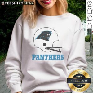Awesome Carolina Panthers football logo on a stylish big helmet sweatshirt, perfect for fans and casual wear.