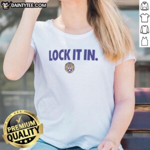 Alt Text: Awesome LSU Tigers 2026 Lock It In Ladies Tee in vibrant colors, perfect for fans supporting their team.