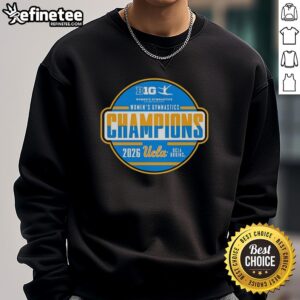 Premium UCLA Bruins Big Ten Women's Gymnastics Tournament Champions Sweatshirt featuring vibrant team colors and logo.