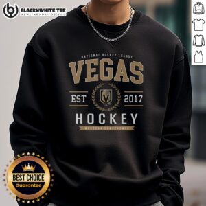 Official Vegas Golden Knights Hockey Legacy Crest Sweatshirt featuring team logo and vibrant colors for fans.