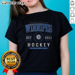 Alt Text: Hot Winnipeg Jets Hockey Legacy Crest Ladies Tee featuring a stylish design perfect for fans and everyday wear.