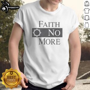 Alt Text: Original Faith No More logo T-shirt featuring bold graphics and vibrant colors, perfect for fans of the band.