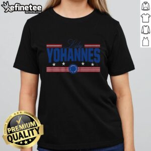 Alt Text: Nice Lily Yohannes Stars and Stripes Ladies Tee featuring a stylish design and vibrant colors for patriotic fashion.