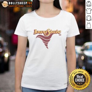 Vintage Iowa State Cyclones logo on a ladies' tee, showcasing classic collegiate style and team spirit.