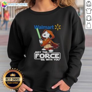 Alt Text: Awesome Snoopy Walmart sweatshirt featuring 'May The Force Be With You' design, perfect for fans and cozy wear.