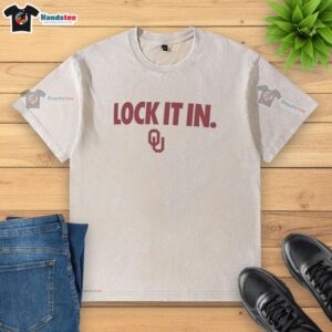 Good Oklahoma Sooners 2026 Lock It In Washed T-Shirt in crimson with bold team logo, perfect for fans and game days.