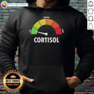 Awesome low, medium, and high cortisol graphic hoodie showcasing cortisol levels in a stylish design.
