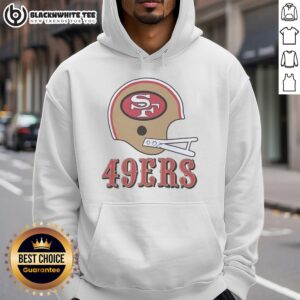 Top San Francisco 49ers football logo on a big helmet hoodie, showcasing team spirit and style for fans.